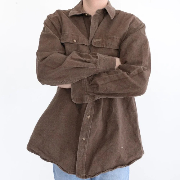 Guide Series 100% Cotton Outdoors Hunting Brown Button Down Shacket Shirt ~XLT - Picture 3 of 13